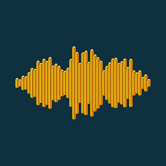Flat isometric music wave icon made of peak lines