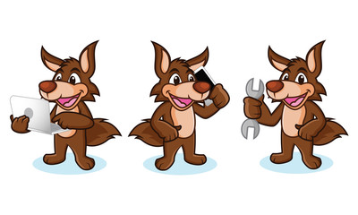 Coyote Mascot Vector with phone