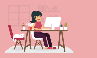 Fototapeta premium Freelance woman working at home.