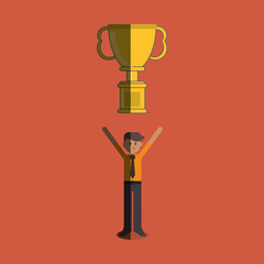 Winner and trophy design, vector illustration