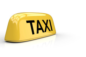 taxi sign on white background