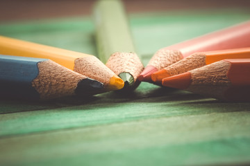 Color pencils with filter effect retro vintage style