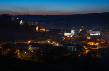 illuminated old Sighisoara