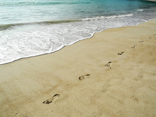 steps on sandy beach, seashore, Thailand