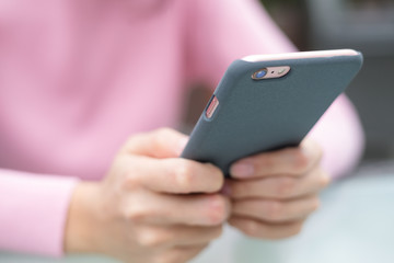 Woman use of mobile phone