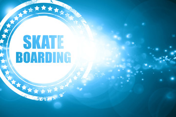 Naklejka na ściany i meble Blue stamp on a glittering background: skate boarding sign backg