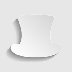 Top hat sign. Paper style icon