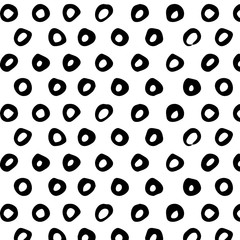 Seamless pattern. Abstract background with round brush strokes. Monochrome hand drawn texture.