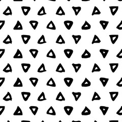 Seamless pattern. Abstract background with triangle brush strokes. Monochrome hand drawn texture.