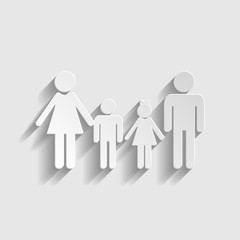 Family sign. Paper style icon