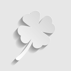 Leaf clover sign. Paper style icon 