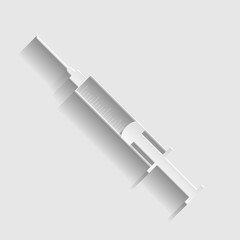 Syringe sign. Paper style icon 