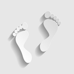 Fototapeta na wymiar Foot prints sign. Paper style icon
