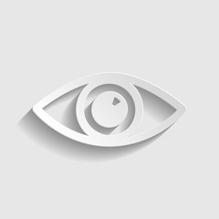Eye sign. Paper style icon