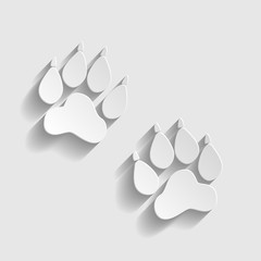 Animal Tracks sign. Paper style icon