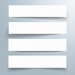 4 White Paper Banners Gray Background