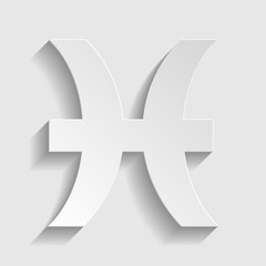 Pisces sign. Paper style icon
