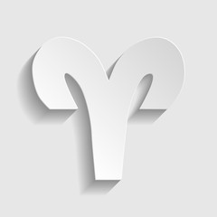 Aries sign. Paper style icon