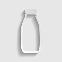 Milk bottle sign. Paper style icon