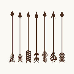 Camping symbols. Set of hand drawn arrows.