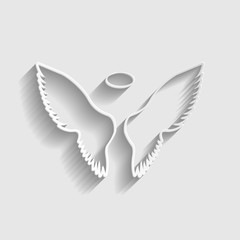 Wings sign. Paper style icon 
