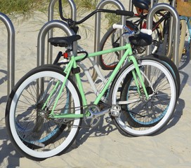 Bicycles Chained to a Bike Rack