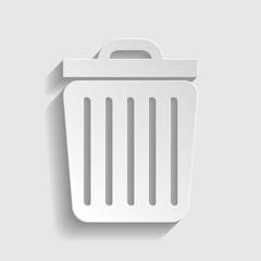 Trash sign. Paper style icon
