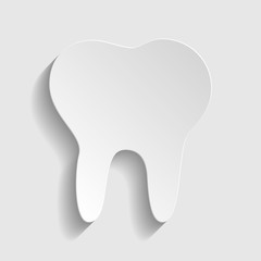 Tooth sign. Paper style icon