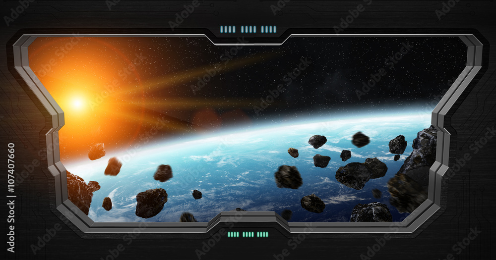 Aufkleber view of outer space from inside a space station