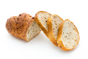 Loaf of bread isolated on white.