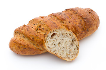 Loaf of bread isolated on white.
