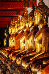 Sitting Buddha statues, Thailand