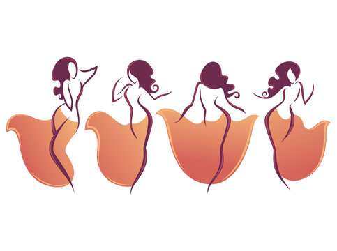 belly dance vector collection of dancing girls..