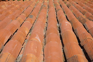 old ceramic roof tiles as a background