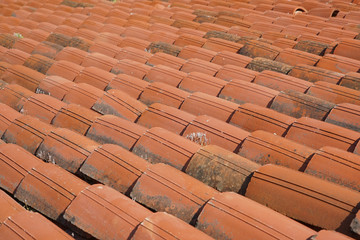 old ceramic roof tiles as a background