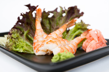 Image of tasty sashimi with shrimp