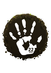 earth with the imprint of a man's hand