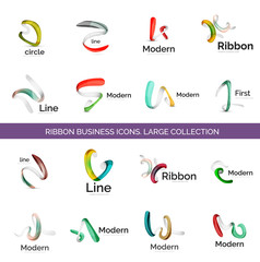 Vector line ribbon logo set
