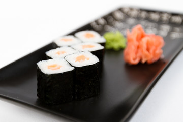 Image of tasty sushi set with salmon