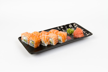 Image of tasty sushi set with salmon