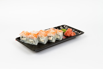 Image of tasty sushi set with shrimp