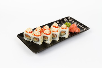 Image of tasty sushi set with salmon