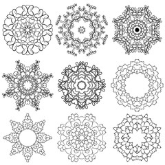 Set of Vintage backgrounds, Guilloche ornamental circle Elements