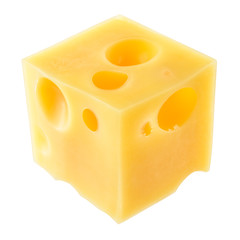 Cube of cheese isolated on a white background. With clipping pat