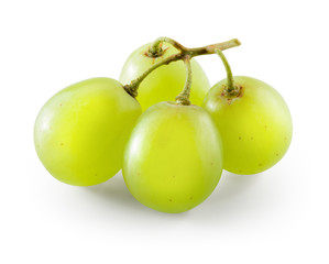 Green grape. Four berries isolated on white. With clipping path.