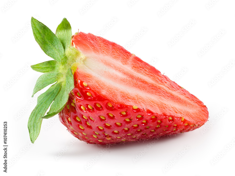 Wall mural Strawberry isolated on white background. Half of fruit.