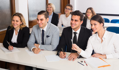 Business students in classroom