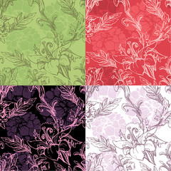 Set of seamless backgrounds - Floral Seamless Pattern with hand