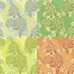 Set of seamless backgrounds - Floral Seamless Pattern with hand