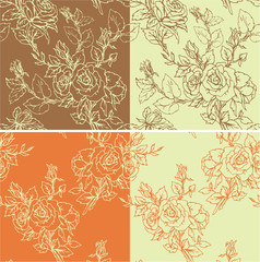 Set of seamless backgrounds - Floral Seamless Pattern with hand